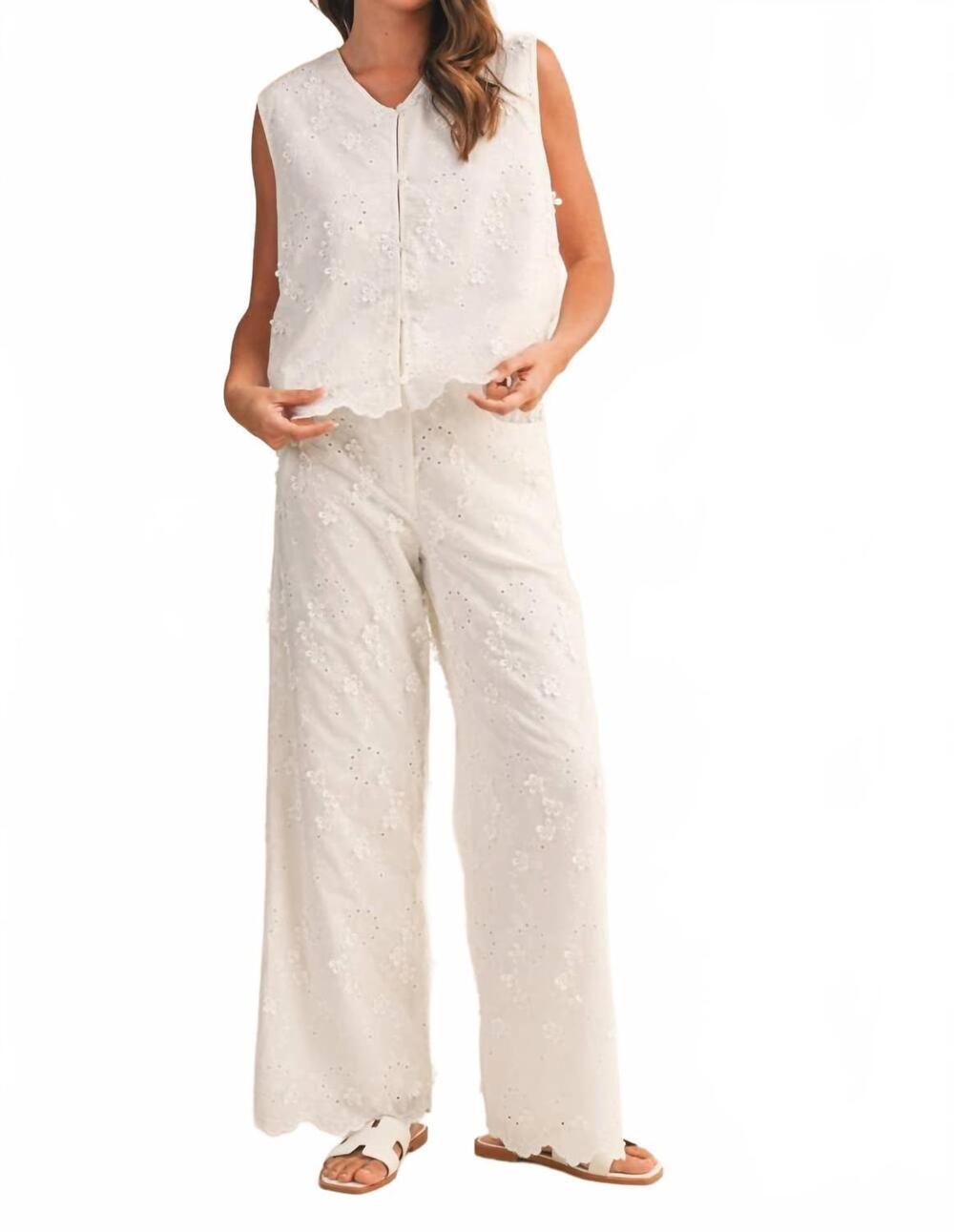 NEW KELSIS 3d lace pants set in white